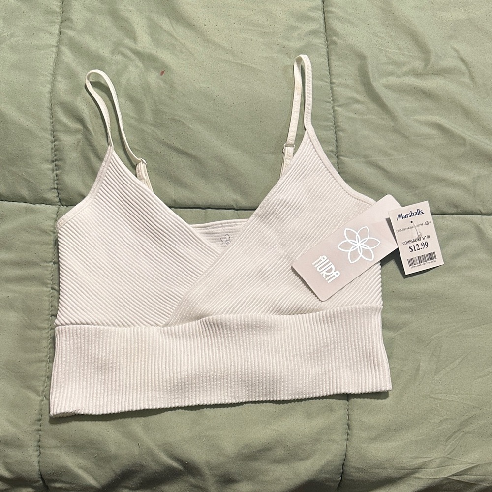 Aura White Ribbed Crop Top